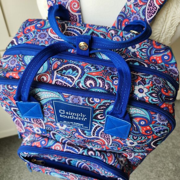 Large Simply Southern Blue Paisley Backpack Academia School Pretty Colorful Cute - Picture 3 of 16